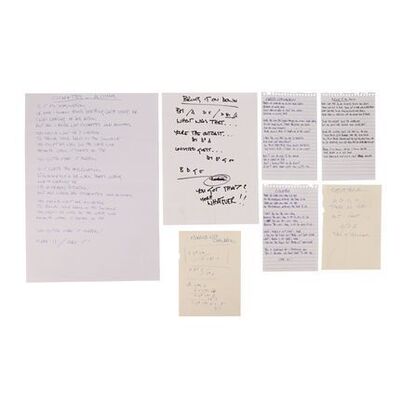 652. Noel Gallagher Handwritten ''Cigarettes & Alcohol'', ''Married with Children'', ''Columbia'' and ''Bring It On Down'' Lyrics ### OASIS