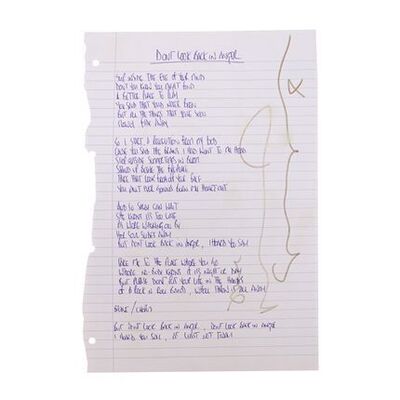 663. Noel Gallagher Handwritten and Autographed "Don't Look Back In Anger" Lyrics ### OASIS