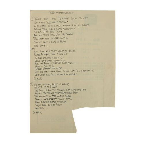 664. Noel Gallagher Handwritten Lyrics to "The Masterplan" ### OASIS