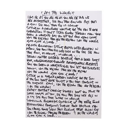 665. Noel Gallagher Handwritten "I Am The Walrus" Lyrics ### OASIS