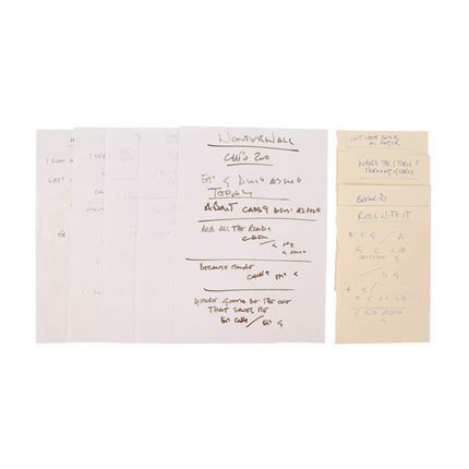 666. Collection of Noel Gallagher Handwritten Lyrics and Guitar Chord Note Annotations ### OASIS