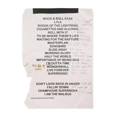 674. Noel Gallagher's 2008 Rehearsal Set List ### OASIS