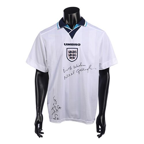 691. England Home Football Shirt Autographed by Noel Gallagher and Meg Mathews ### NOEL GALLAGHER