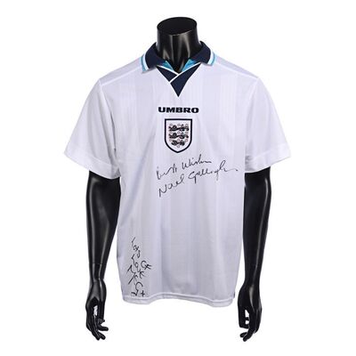 691. England Home Football Shirt Autographed by Noel Gallagher and Meg Mathews ### NOEL GALLAGHER