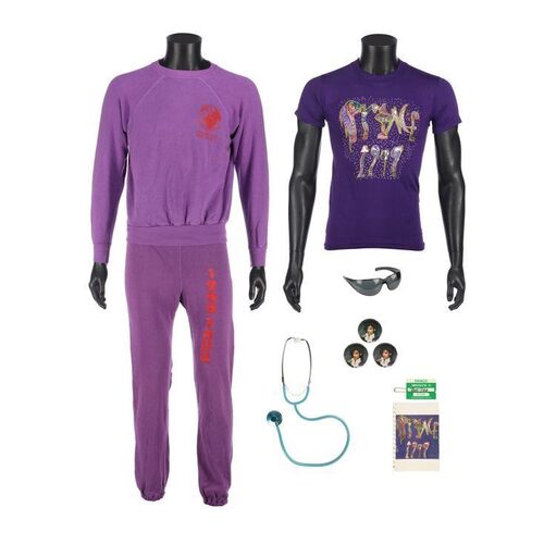 733. The Dr. Fink Collection: 1999 Tour T-Shirt, Sweatshirt, Joggers, Stage-Costume Accessories and Assorted Memorabilia ### PRINCE