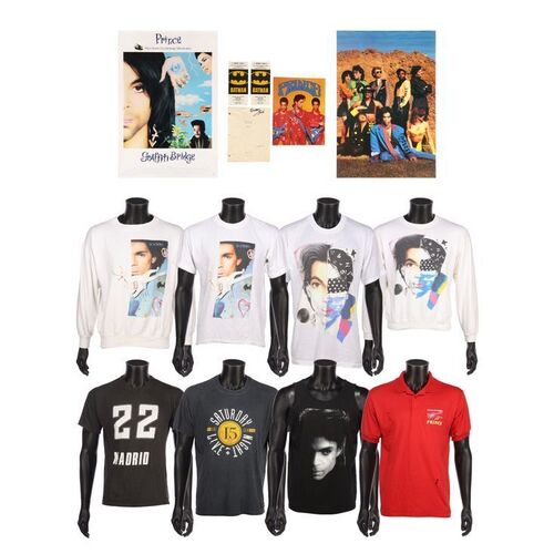 741. The Dr. Fink Collection: Nude Tour Assorted Shirts; Sweatshirts, Tour Programme, Dr. Fink Autographed Graffiti Bridge Script, Batman Premiere Tickets and Posters ### PRINCE