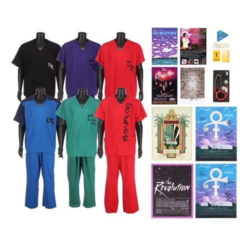 743. The Dr. Fink Collection: The Revolution Celebration 2017 Tour Scrubs, Stethoscope, Ticket, Passes and Autographed Posters ### PRINCE AND THE REVOLUTION