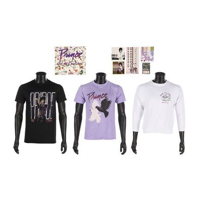 757. The Dr. Fink Collection: Purple Rain Tour T-Shirts, Sweatshirt, Backstage Sticker, World Tour Programme and Dr. Fink Autographed Postcards ### PRINCE AND THE REVOLUTION