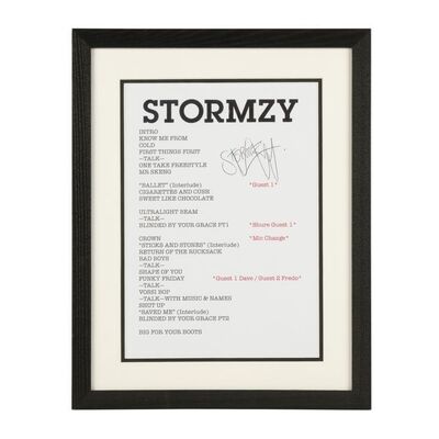 805. Stormzy's Framed Autographed Glastonbury Set List ### STORMZY