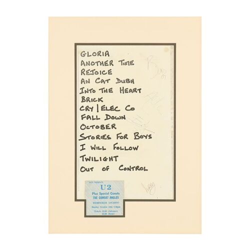 810. Band-autographed Set List and Ticket From October Tour ### U2