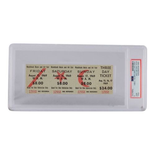 817. Unused Three-Day Admission Ticket (PSA Full Mint) ### WOODSTOCK MUSIC AND ART FAIR (1969)