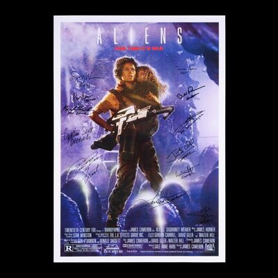 856. Sigourney Weaver, Bill Paxton, Michael Biehn and Main Cast Autographed One Sheet ### ALIENS (1986)