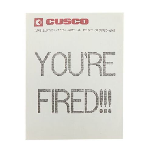 894. CusCo ''You're Fired!!!'' Fax ### BACK TO THE FUTURE PART II (1989)