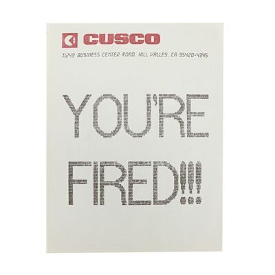 894. CusCo ''You're Fired!!!'' Fax ### BACK TO THE FUTURE PART II (1989)