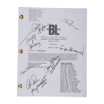 957. Cast-autographed "Beauty and The Beast" First Draft Script and Cast Photo ### BOSTON LEGAL - BEAUTY AND THE BEAST (2007)