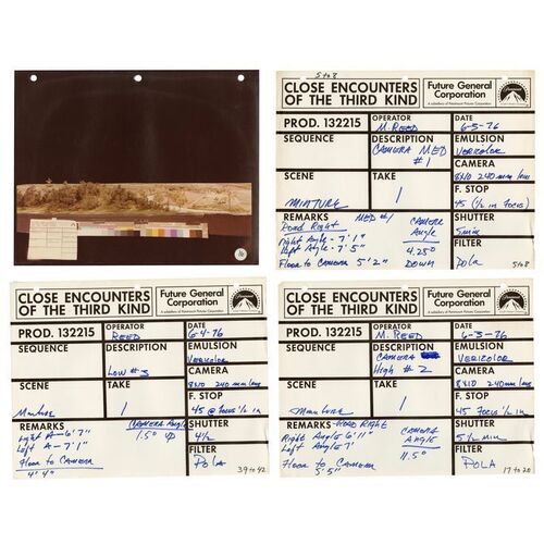 992. Douglas Trumbull Collection: Set of Three Production Paper Slates with Photo ### CLOSE ENCOUNTERS OF THE THIRD KIND (1977)