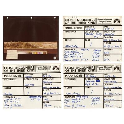992. Douglas Trumbull Collection: Set of Three Production Paper Slates with Photo ### CLOSE ENCOUNTERS OF THE THIRD KIND (1977)