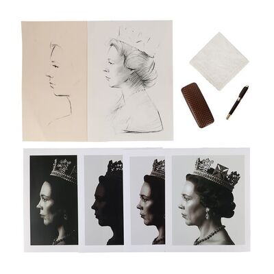 1012. The Queen's (Olivia Colman, Imelda Staunton) Glasses Case, Pen, Hanky, and Photos ### THE CROWN (T.V. SERIES, 2016-2023)