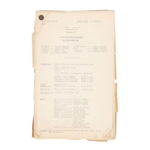 1043. Original Production Script ### DOCTOR WHO ORIGINAL SERIES - CENTRE OF TERROR (1965)
