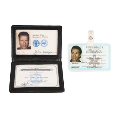 1092. John Kruger's (Arnold Schwarzenegger) Marshal ID and EMT Badge ### ERASER (1996)
