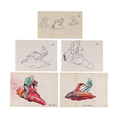 1131. Chris Foss Hand-drawn and Painted Concept Drawings for Flash's Rocket Cycle ### FLASH GORDON (1980)