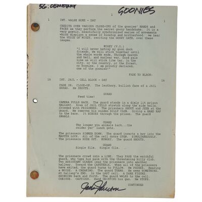 1170. Jack Johnson-Autographed Script ### THE GOONIES (1985)
