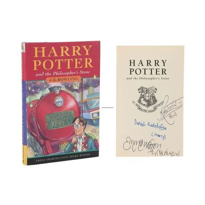 1205. Daniel Radcliffe and Cast-Autographed Book ### HARRY POTTER AND THE PHILOSOPHER'S STONE (2001)