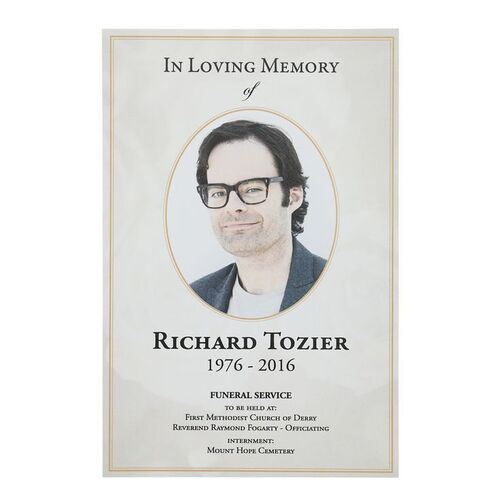 1290. Richard Tozier (Bill Hader) Funeral Service Card ### IT CHAPTER TWO (2019)