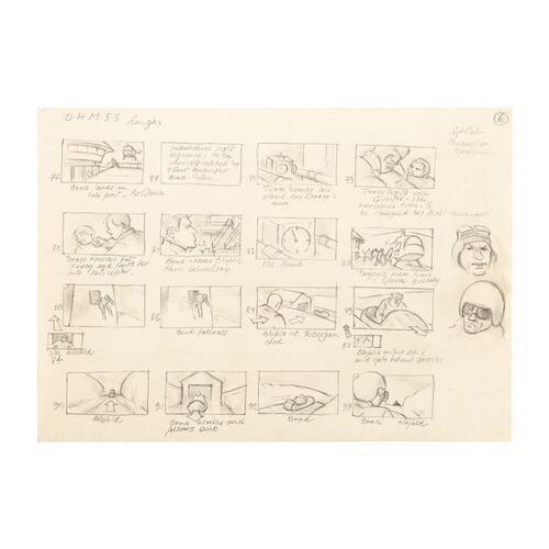 1301. Syd Cain Hand-drawn Storyboard Page ### JAMES BOND: ON HER MAJESTY'S SECRET SERVICE (1969)