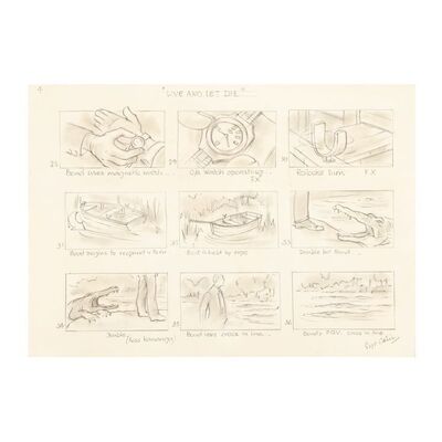 1305. Syd Cain Hand-drawn Storyboard Page ### JAMES BOND: LIVE AND LET DIE (1973)