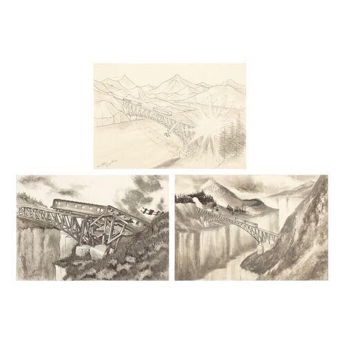 1337. Set of Three Hand-Drawn Syd Cain Train Artwork ### JAMES BOND: GOLDENEYE (1995)