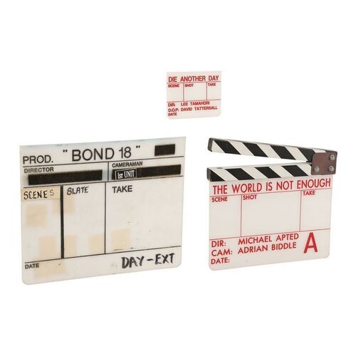 1345. Tomorrow Never Dies, The World is Not Enough and Die Another Day Clapperboards ### JAMES BOND: VARIOUS PRODUCTIONS
