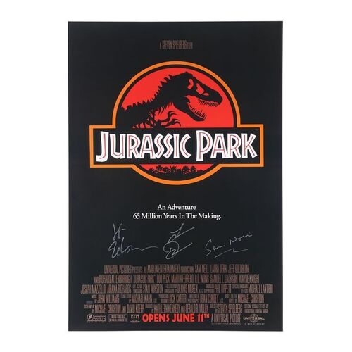1398. Jeff Goldblum, Sam Neill and Laura Dern Autographed Poster ### JURASSIC PARK (1993)