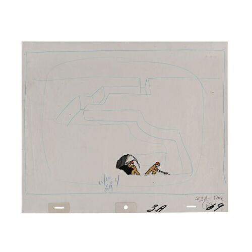 1399. Hand-painted Amber Digging Animation Cel with Hand-drawn Sketch ### JURASSIC PARK (1993)