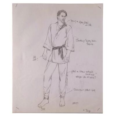 1489B. Hand-Illustrated Lois DeArmond Neo (Keanu Reeves) Dojo Costume Concept Sketch ### THE MATRIX (1999)