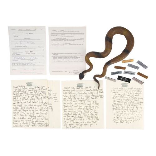 1531. Mickey Knox's (Woody Harrelson) Love Letters, Arrest Warrant, Snake, and 10 Name Tags ### NATURAL BORN KILLERS (1994)