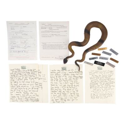 1531. Mickey Knox's (Woody Harrelson) Love Letters, Arrest Warrant, Snake, and 10 Name Tags ### NATURAL BORN KILLERS (1994)