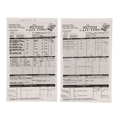 1572. Pair of Call Sheets ### PULP FICTION (1994)