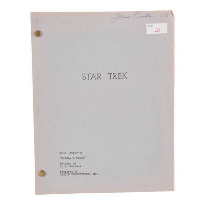 1635. James Doohan-Signed Bound "Friday's Child" Final Draft Script ### STAR TREK: THE ORIGINAL SERIES - FRIDAY'S CHILD (1967)