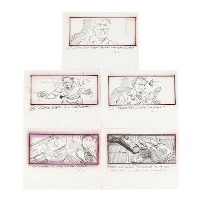 1761. Set of Five Hand-drawn Palmer's (David Clennon) Attack and Mac's (Kurt Russell) Survival Production Storyboards ### THE THING (1982)
