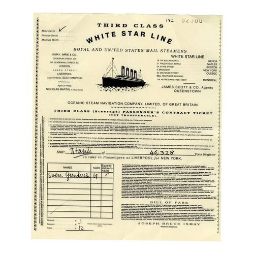 1780. Jack Dawson's (Leonardo DiCaprio) Mirror-image Printed Third-class Titanic Ticket ### TITANIC (1997)