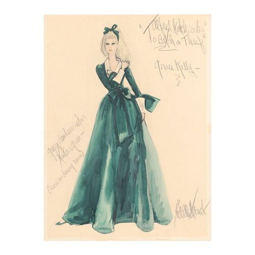 1786. Hand-painted Edith Head Costume Design for Frances Stevens (Grace Kelly) ### TO CATCH A THIEF (1955)