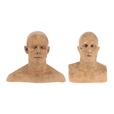 1832. Pair of Zombie Test Make-up Busts ### WORLD WAR Z (2013)