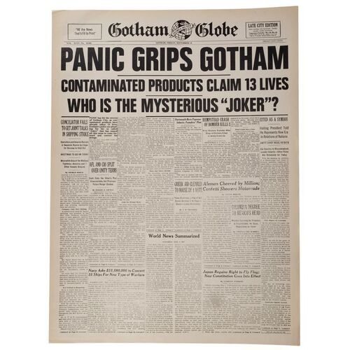 4. Panic Grips Gotham Gotham Globe Newspaper Cover ### BATMAN (1989)