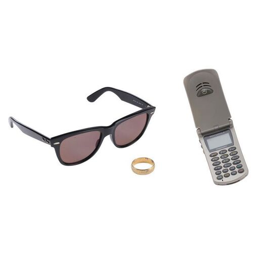 Lot #30: Jordan Belfort's (DiCaprio) Wedding Ring, Ray-Ban Sunglasses, and Cell Phone ### WOLF OF WALL STREET, THE (2013)