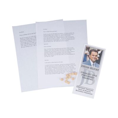 Lot #41: Jordan Belfort's (DiCaprio) "Straight Line Persuasion Training" Pamphlet, Stratton Oakmont Sales Scripts and 10 Lemmons ### WOLF OF WALL STREET, THE (2013)