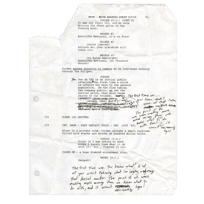Lot #129: Jordan Belfort (DiCaprio) Bullpen Shooting Script with Hand-Written Notes ### WOLF OF WALL STREET, THE (2013)