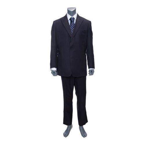 Lot #201: Jordan Belfort's (DiCaprio) Navy and Blue Pinstripe Suit Bail Set Costume with Screen-Matched Jacket ### WOLF OF WALL STREET, THE (2013)