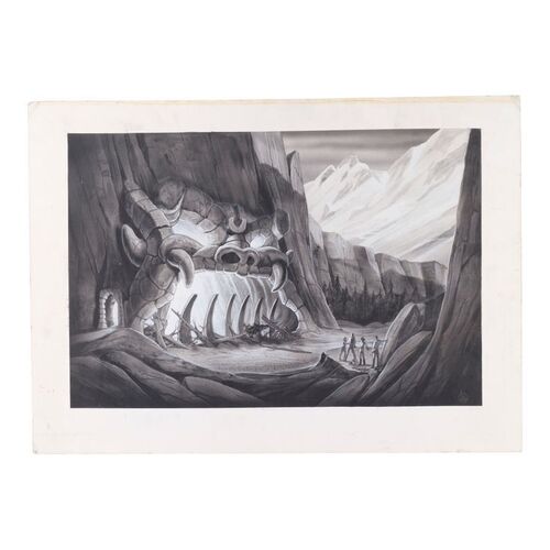 Lot #34: Hand-Drawn Lee MacLeod Himalayan Cave Concept Artwork ### PRIMEVALS, THE (1970s - 2023)