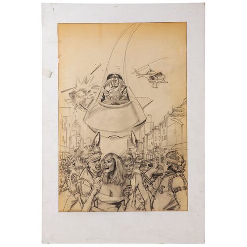 Lot #69: Hand-Drawn Sgt. Patrick Stone (Tim Thomerson) Concept Sketch ### ZONE TROOPERS (1985 - EMPIRE PICTURES)